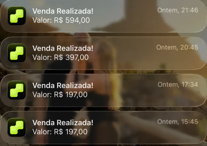 Notificações de vendas realizadas
