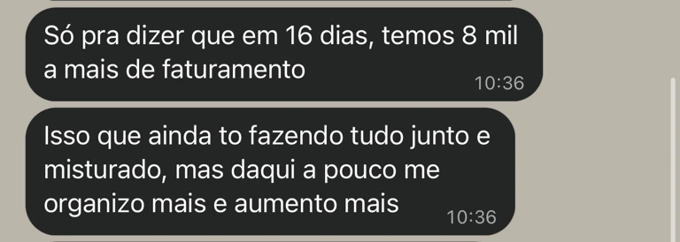 Mensagem de cliente sobre 8 mil a mais de faturamento