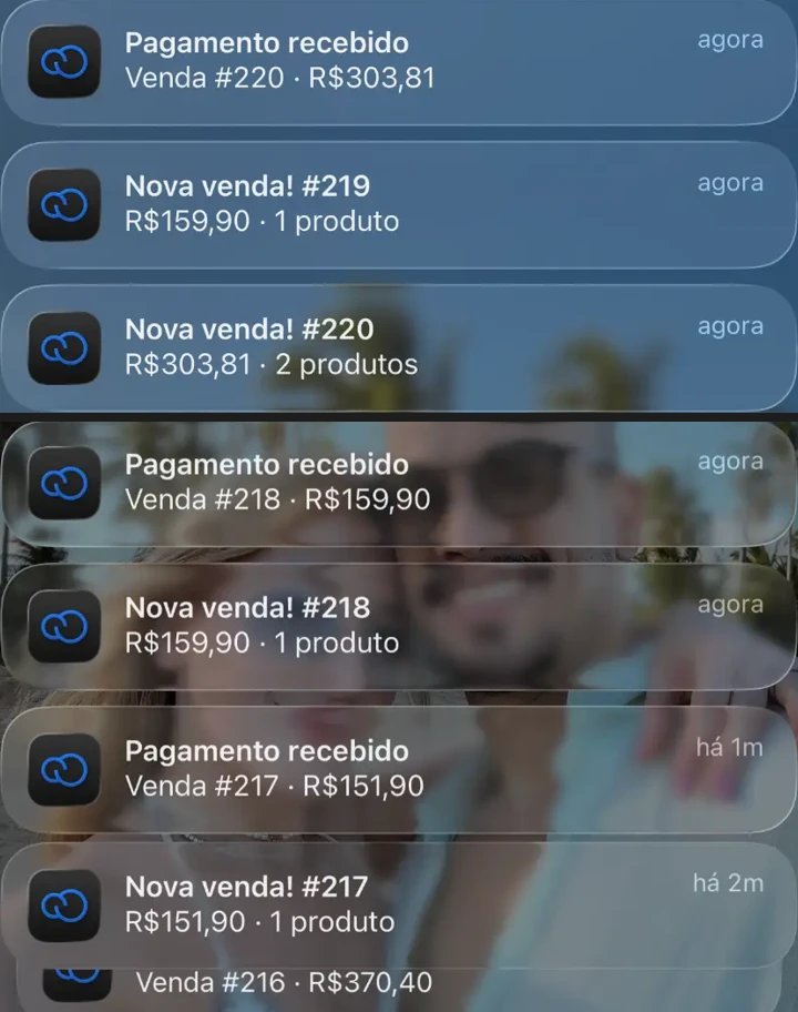 Pagamentos e novas vendas recebidos